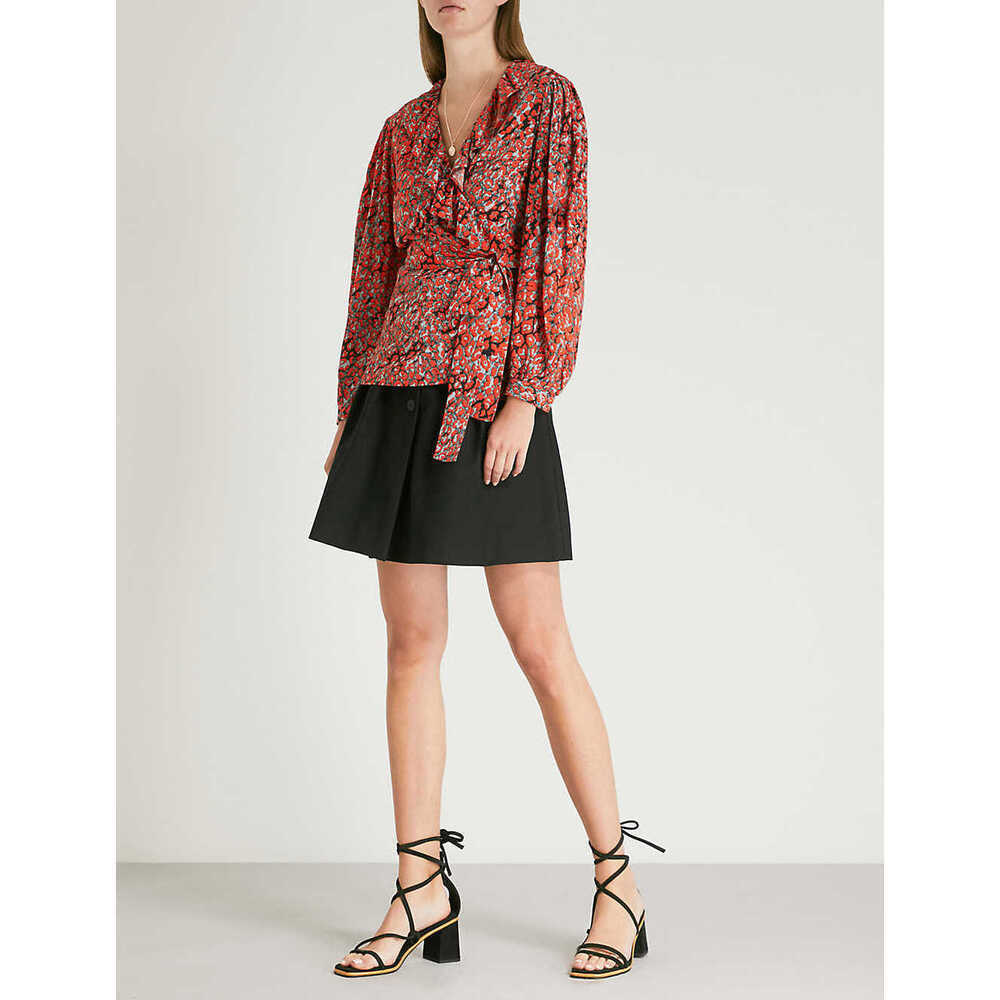 Maje Women's Lito Wrap Front Woven Top Portefeuille In Imprime Print Size 2 $285